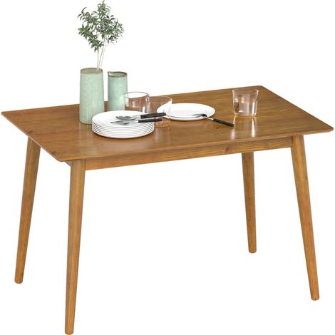 Table de salle à manger design grand plateau 4-6 personnes en bois dim. 120L x 75l x 76H cm (1/4)