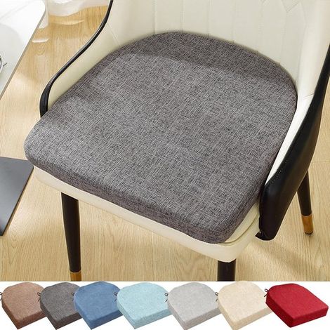 Coussin de chaise de salle à manger gris foncé - 45x45 cm - lisse - avec nœud décoratif - doux et épais - surface d'assise confortable (1/5)