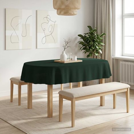 vidaXL Table Cloth Oval Dark Green 160 x 220 cm Polyester (1/5)