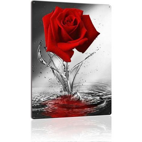 Plaque en Métal Vintage Art Murale pour Jardin de Tulipe Noire, Mystère et Éclat Unique 40x30 cm. (1/5)