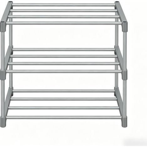 Zapatero abierto de metal gris de 3 niveles 42 x 30 x 37 cm (1/5)