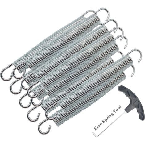 Pack de 10 ressorts de trampoline en métal galvanisé antirouille et durables + 1 outil à ressort/longueur 12 cm (1/4)