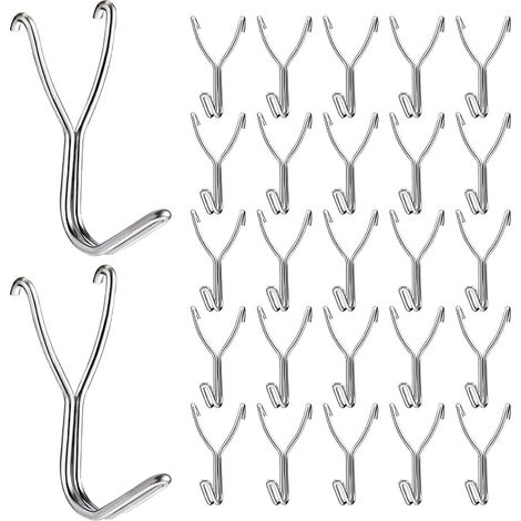 Filiyano-Lot de 50 crochets en acier inoxydable de 20 mm pour accessoires de rangement de cuisine, garage, établi, outils et fournitures de loisirs (1/5)