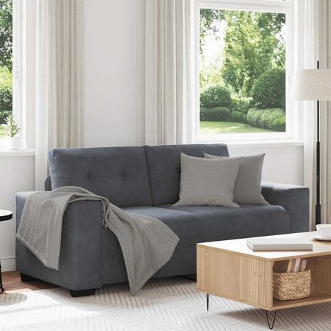 Zweisitzer-Sofa Dunkelgrau 140 cm Samt mit 2 Lendenkissen (1/5)