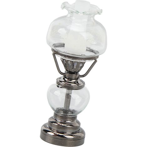 Lampe bougeoir miniature décorative vintage à l'échelle 1/12, fonctionnant à piles, noire (1/5)
