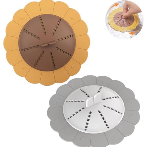 Sollbry 2 Pièces Filtre à Cheveux en Silicone, Protection de Drain de Silicone, Couvercles de Drain de Douche, Filtre Protecteur de Drain, Pour Utilisé dans La Baignoire, Salle de Bain, Cuisine (1/4)