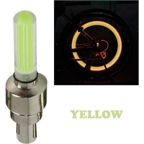Pièce de rechange, 2 pièces : Éclairage de roue LED clignotant pour vélo, voiture et moto, bouchon de valve de pneu - Type YE (1/4)