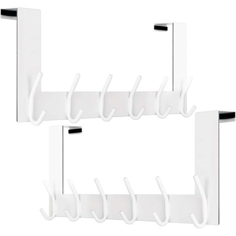 Porte Manteau pour Porte,Crochet Porte,Patere Porte avec 6 Crochets,Patère de Porte à Suspendre Salle de Bain,Chambre,4.5cm,Blanc,Lot de 2 (1/5)