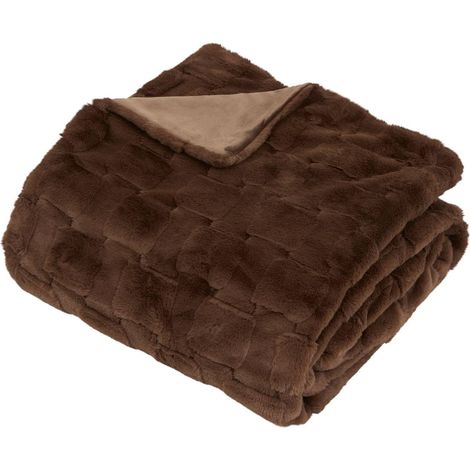 Plaid Imitation Fourrure "Nalia" 180x230cm Marron Tonka (1/5)