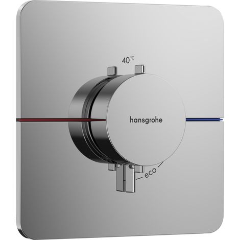 Mitigeur thermostatique, Robinet encastré avec arrêt de sécurité à 40°C, Thermostat 3 sorties, Chromé (1/5)