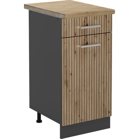 Meuble cuisine R-Line, Chêne Artisan, 40 cm , PT Chêne, Vicco (1/5)