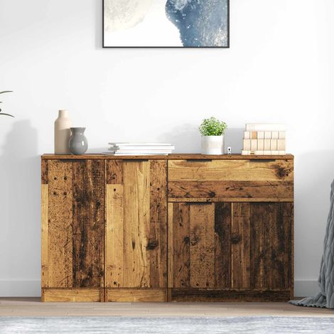 vidaXL  Sideboard  with Drawer 3 pcs Old Wood Engineered Wood