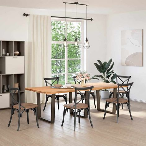 Maison Exclusive - Esstischbeine V-Form 3 Stück Naturstahl 80x(72