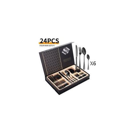 Ensemble de 24 couverts en acier inoxydable – service pour 6 personnes – acier inoxydable – noir (1/5)