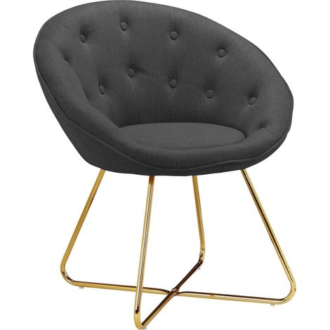 Tigela-Chaise d’appoint rembourrée en tissu Woollook Anthracite