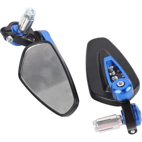 Rétroviseurs latéraux Universels Moto 22mm Aluminium Bleu - Kit de 2 Rétros d'Extrémité de Guidon (1/5)