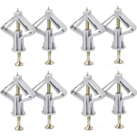 50 ensembles de chevilles en placoplâtre et vis pour fixation murale robuste en plastique avec tube de dilatation avec vis à tête fraisée pour cloison sèche creuse, supports muraux pour TV à espace (1/5)