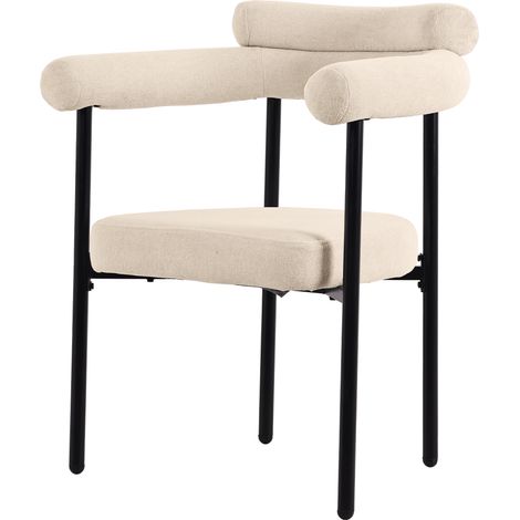 ELVMI Silla de Comedor con Respaldo Ergonómico, Tejido y Hierro, Beige (1/5)