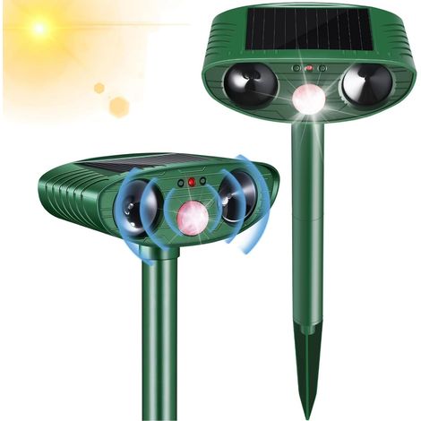Professionnel Répulsif Chats,1pcs Répulsif Ultrasons Énergie Solaire Étanche pour Éloigner Répulsif Animaux Ultrasound Répulsif pour Chien, Chat, Lapins, Renards (1/5)