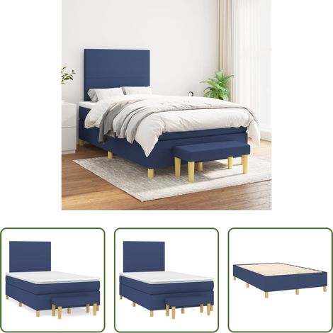 vidaXL Kopfteil - Boxspringbett mit Matratze Blau 120x200 cm Stoff (1/5)