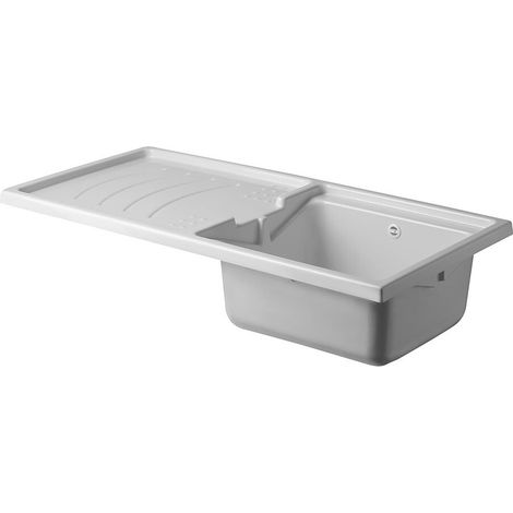 Vasca lavatoio con coprilavatrice 124x60 in termoformatura bianco con kit di scarico (1/4)