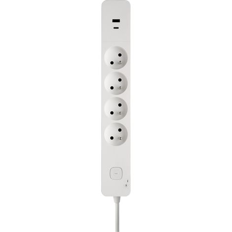 DEBFLEX - BLOC PARAFOUDRE 4 PRISES 2P+T AVEC INTER + 2USB A+C 3,4A 1,49M BLANC