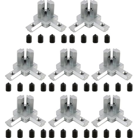 8 Connecteurs d'Angle à 3 Voies 2020 pour Profilé Aluminium 6mm – Supports d'Angle avec Vis M4 et Clé – Winkelverbinder pour Cadre CNC Imprimante 3D Structure Industrielle (1/5)