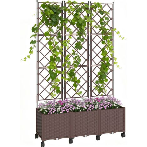 Outsunny Plastic Raised Planter with Trellis and Self Watering Design (1/5)