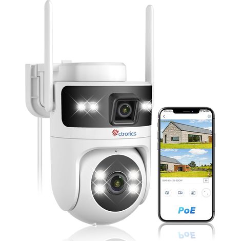 PoE Caméra Surveillance WiFi Extérieure Double Objectif, 2.4/5GHz PTZ IP, Détection Humain (1/5)