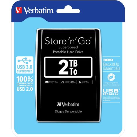 Disco rigido esterno Verbatim da 2 TB USB, modello 53177