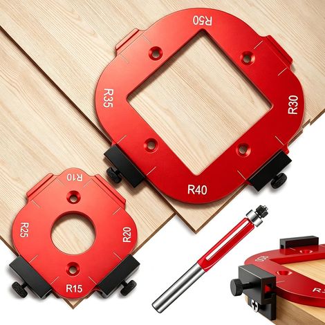 Gabarit Défonceuse pour Défonceuse avec Fraise à Ras(2 pièces)  pour Défonceuse(R10/R15/R20/R25/R30/R35/R40/R50),pour le travail du bois DIY Rouge (1/5)