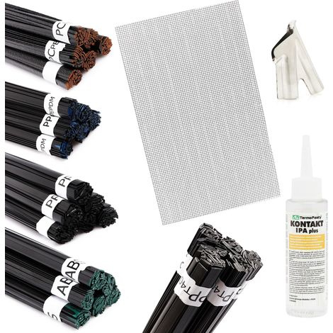 Kit di avviamento per la saldatura della plastica (0,5 kg di stagno, rete metallica, ugello, alcol isopropilico 100 ml)