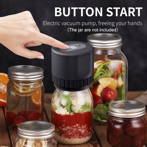 Kit de scellage sous vide électrique pour bocaux Mason, automatique sans fil, pour le stockage et la Fermentation des aliments, avec couvercles à large ouverture régulière. (1/5)