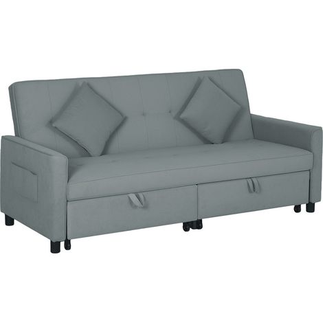 3-Sitzer-Schlafsofa mit verstellbarer Rückenlehne, Grau
