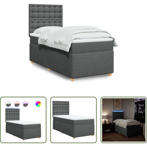 Matratze - Boxspringbett mit Matratze Dunkelgrau 100x200 cm Stoff (1/5)