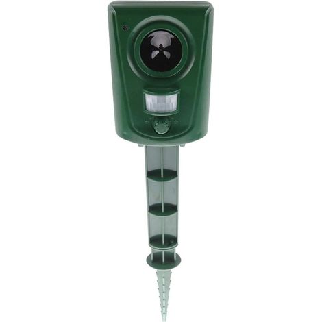 Appareil de répulsif à ultrasons pour animaux Fonctionne sur piles – Répulsif acoustique des animaux avec piquet – Efficace animaux sauvages, petits animaux, oiseaux, chiens, chats, martres