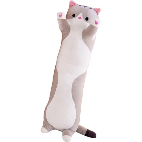 Plüschkatze mit Cartoon-Motiv, kuscheliges Dekokissen, ideal für langes Einschlafen, Baumwollfüllung, grau-braun, 500 x 700 x 900 mm (1/5)