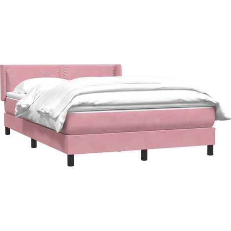 Sommier à lattes de lit avec matelas rose 160x220 cm velours vidaXL (1/5)