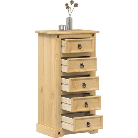 vidaXL Comodino Corona 53x39x103 cm in Legno Massello di Pino