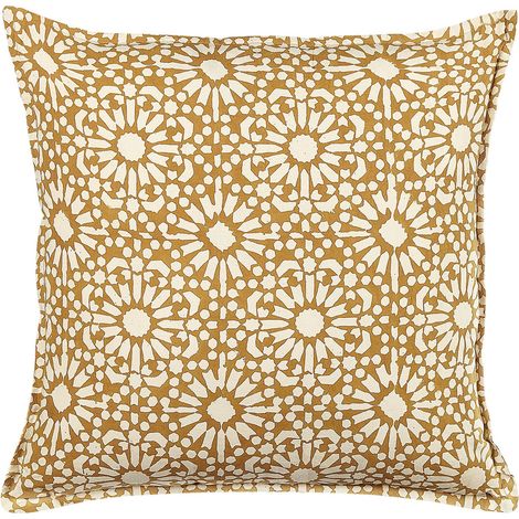 Throw Cushion CEIBA Cotton 45 x 45 cm Beige Geometric Pattern
