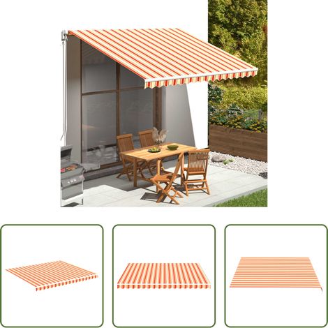 Tissu d'auvent -  Tissu de remplacement pour auvent Jaune et orange 4x3,5 m (1/5)
