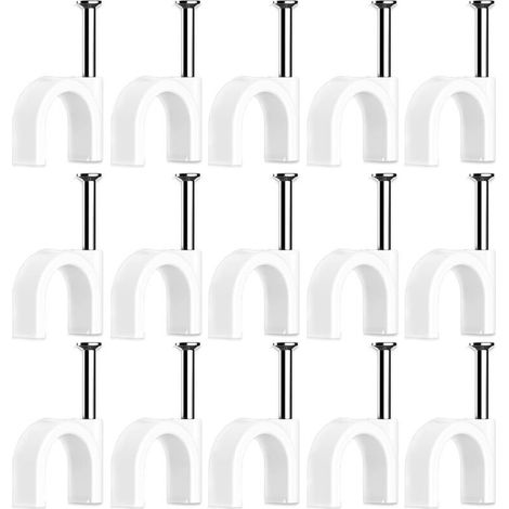 100 Pièces Cavalier Cable Electrique,Fixation Cable Electrique,Attache Fil Electrique,Attache Cable Mural,Clips de Cable (6mm) (1/5)