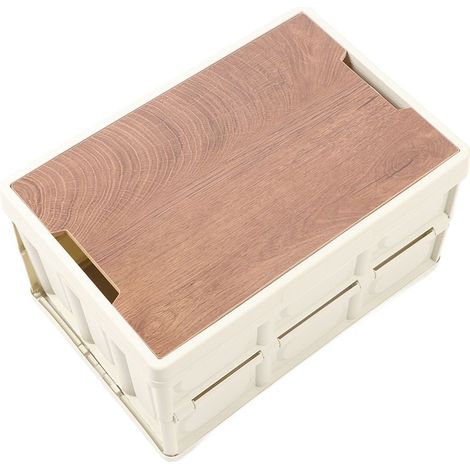 Auto-Aufbewahrungsbox, weiß, 30 l, großes Fassungsvermögen, faltbar, Kunststoff mit Deckel, für Zuhause und Auto (1/5)