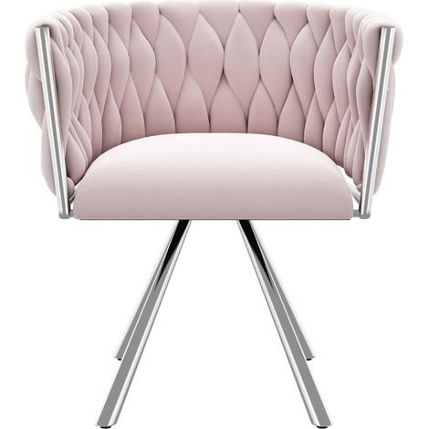 Silla de tocador giratoria de terciopelo rosa con base metálica HOMVRA (1/5)