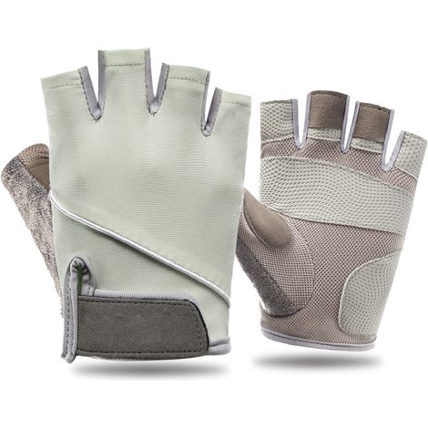 Gants de musculation noirs et gris pour hommes et femmes - Gants d'exercice respirants à demi-doigts, sans étiquette verte