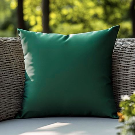 Housse de coussin extérieure - 1 pièce - Lin imperméable uni - Protection UV et eau - Jardin patio balcon - 45,7 x 45,7 cm vert (1/5)
