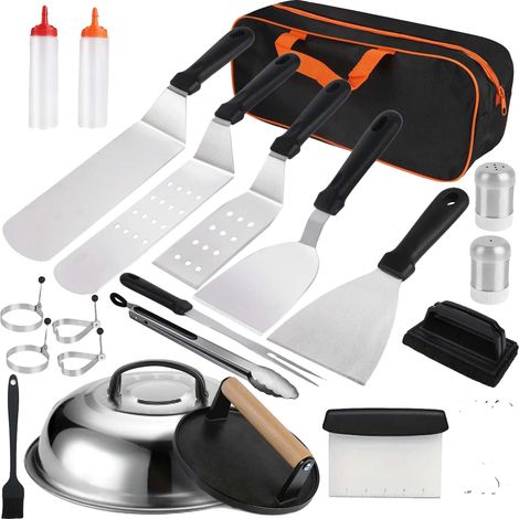 Juego de utensilios para asar a la parrilla, colección de accesorios de 29 piezas, utensilios de cocina resistentes, 1 juego. (1/2)