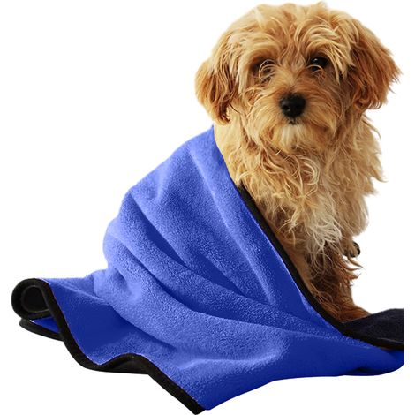 1 serviette pour animaux, microfibre polaire corail, 60 x 120 cm, absorbante, séchage rapide, pour petits chiens et chats (1/5)