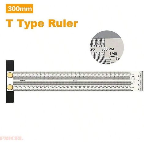 Regla de marcado de acero inoxidable, regla de marcado en T, regla de precisión, herramienta de medición para carpintería (300 mm) (1/5)