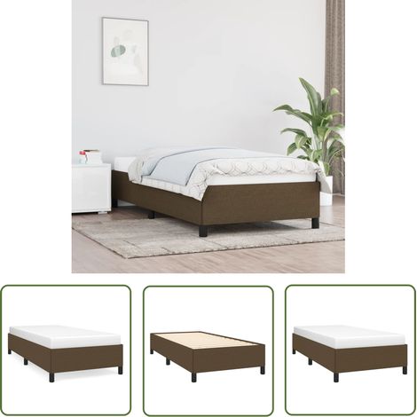 The Living Store Bettgestell ohne Matratze Dunkelbraun 100x200 cm Stoff - Bettrahmen - Doppelbett - Lattenrost - Holzrahmen - Massivholzbette (1/5)